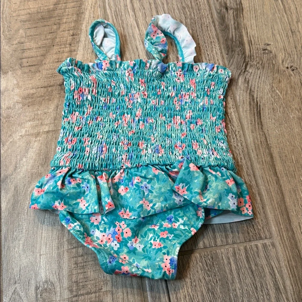 Janie and Jack Ditsy Floral Smocked Swimsuit Size 12-18 Months‎